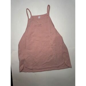 MODIV Pink Ribbed Square Neck Spaghetti Strap Tank Top Women Size L
